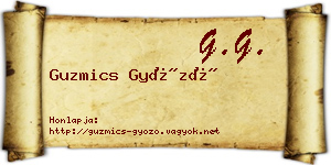 Guzmics Győző névjegykártya